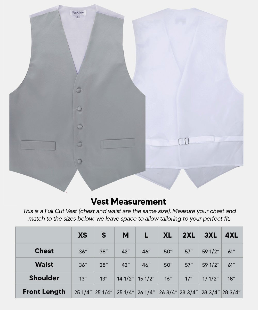 Vittorio Farina Men's Satin Vest, Necktie, Bow Tie and Pocket Square Set (White Back)