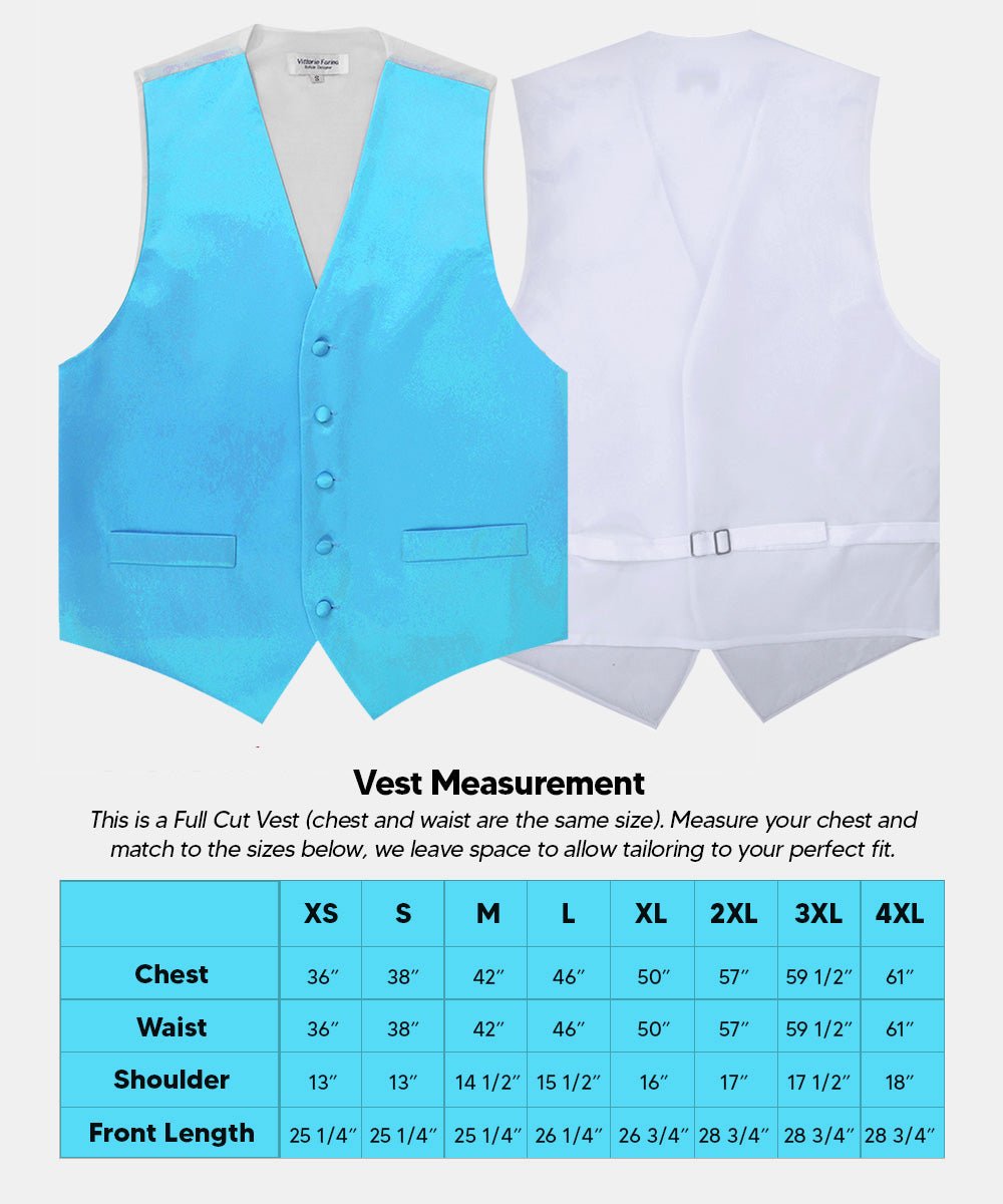 Vittorio Farina Men's Satin Vest, Necktie, Bow Tie and Pocket Square Set (White Back)