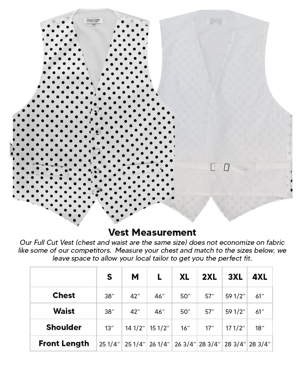 Vittorio Farina Men's White and Black Dot Polka Dot Vest, Necktie, Bow Tie and Pocket Square Set