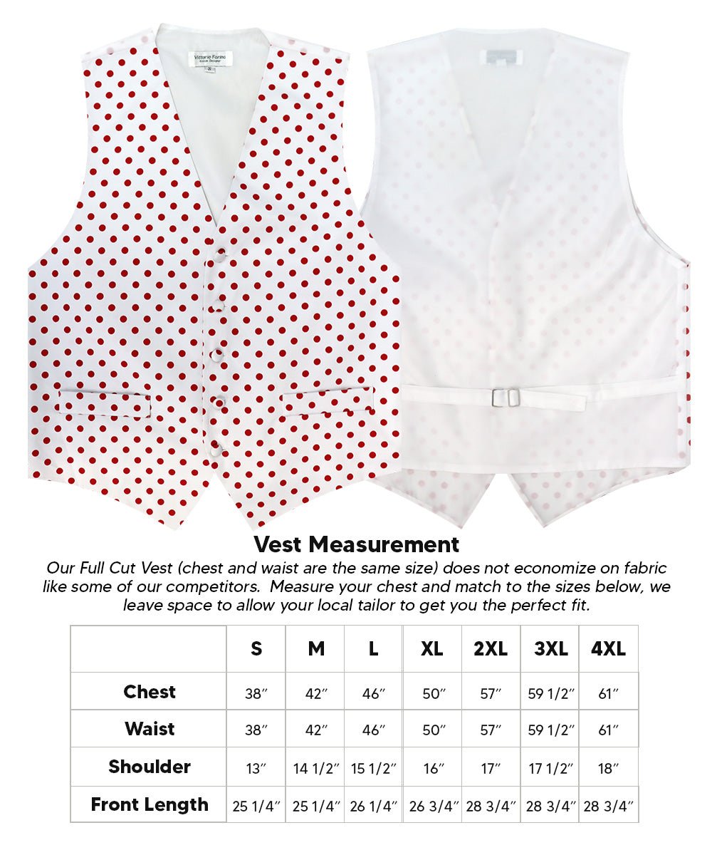 Vittorio Farina Men's White and Black Dot Polka Dot Vest, Necktie, Bow Tie and Pocket Square Set