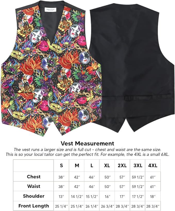 Vittorio Farina Men's Mardi Gras Satin Vest and Bow Tie Set