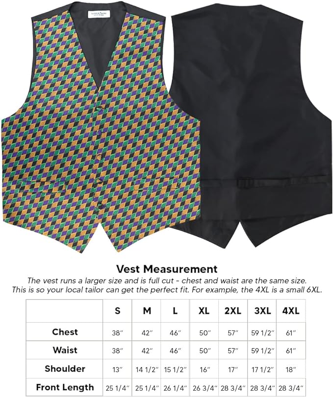 Vittorio Farina Men's Mardi Gras Satin Vest and Bow Tie Set