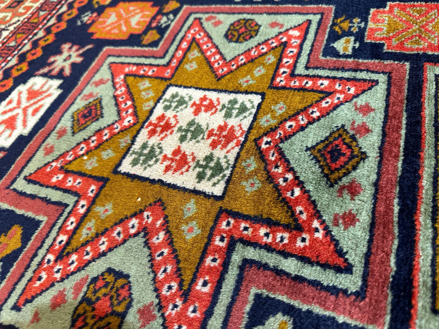 Vintage Armenian Karabakh/Artsakh Wool Rug | 1960s Hand-Knotted 4x7