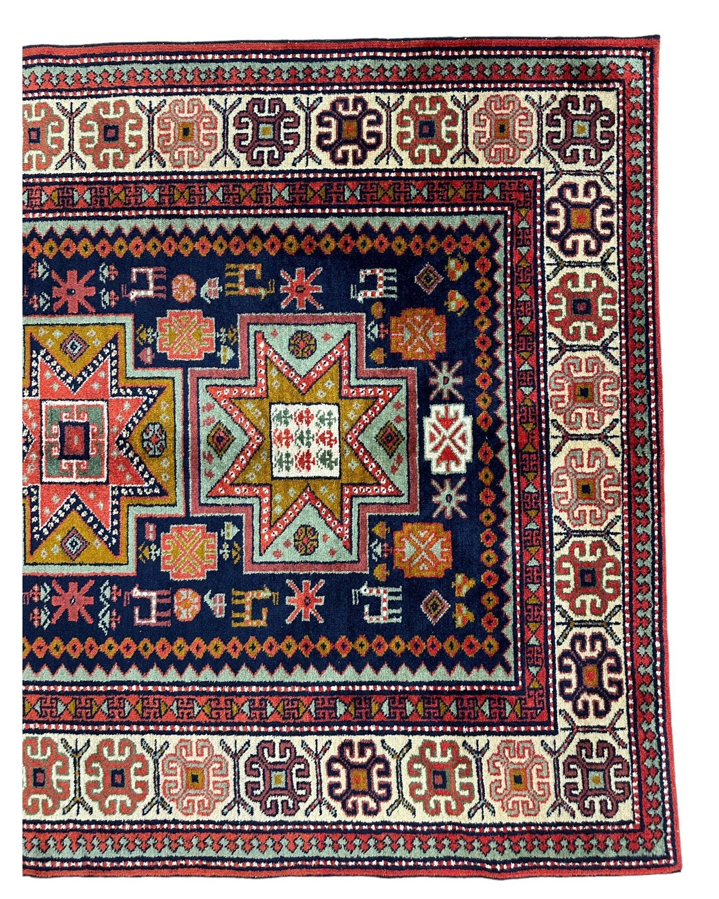 Vintage Armenian Karabakh/Artsakh Wool Rug | 1960s Hand-Knotted 4x7