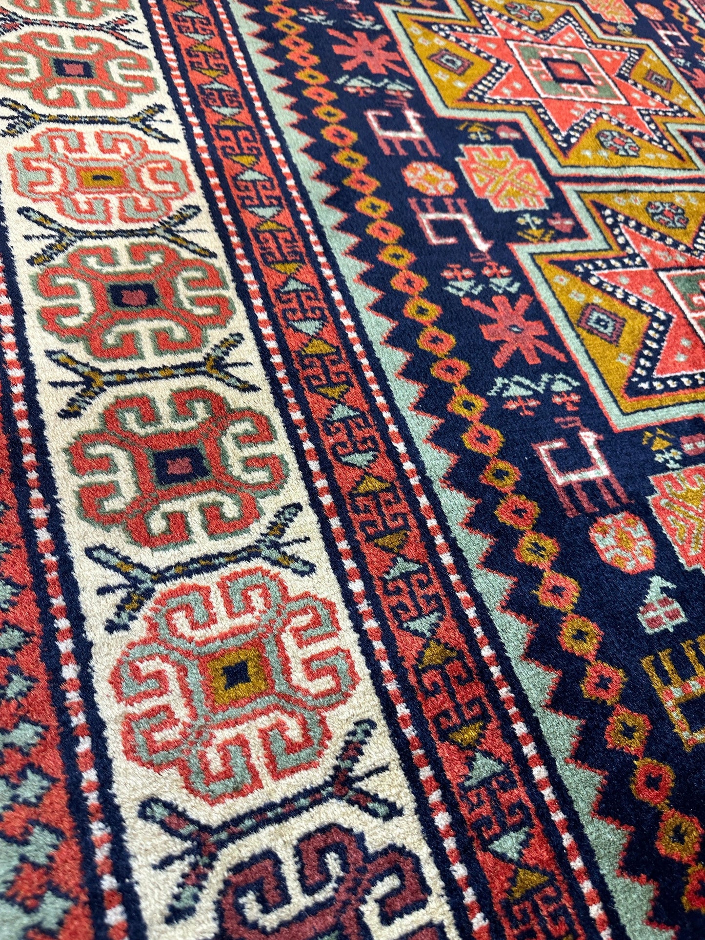 Vintage Armenian Karabakh/Artsakh Wool Rug | 1960s Hand-Knotted 4x7