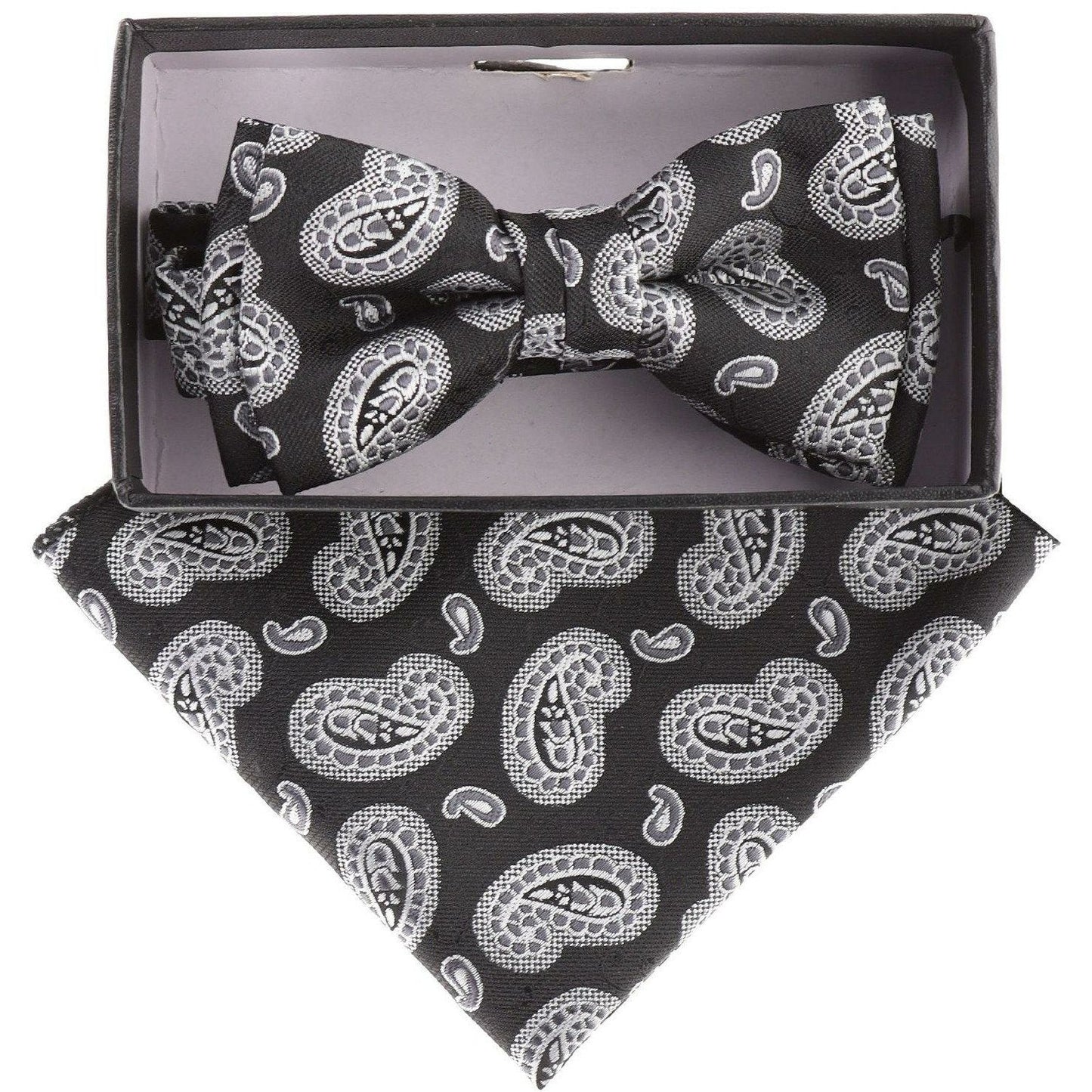 Vittorio Farina Boy's Floral Print Design Bow Tie & Pocket Square in Gift Box
