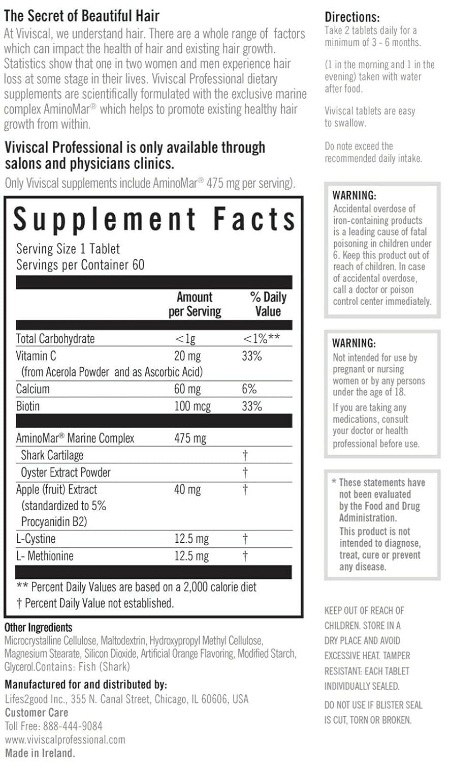 Viviscal PRO Professional Strength Hair Growth Supplements 180 Tablets - Medical Proven (Clearance Sale)