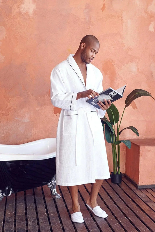 Premium Waffle Piping Robe for Men - Concordia Style Boutique