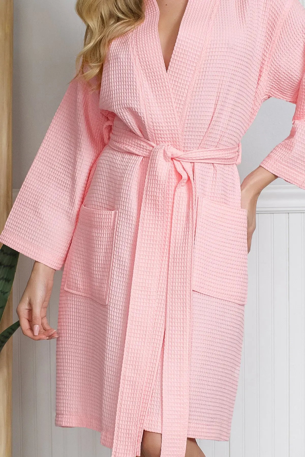 Knee-Length Waffle Kimono Robe for Women - Concordia Style Boutique