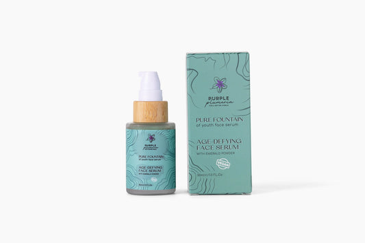 Anti Aging Natural Face Serum with Emerald Powder. Brightening & Smoothing for Mature Skin
