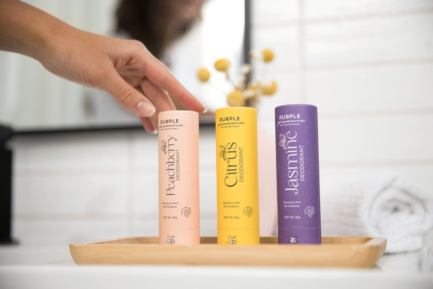 Plastic-Free Deodorant – Aluminum & Paraben-Free – Jasmine, Citrus & Peach Berry Scents