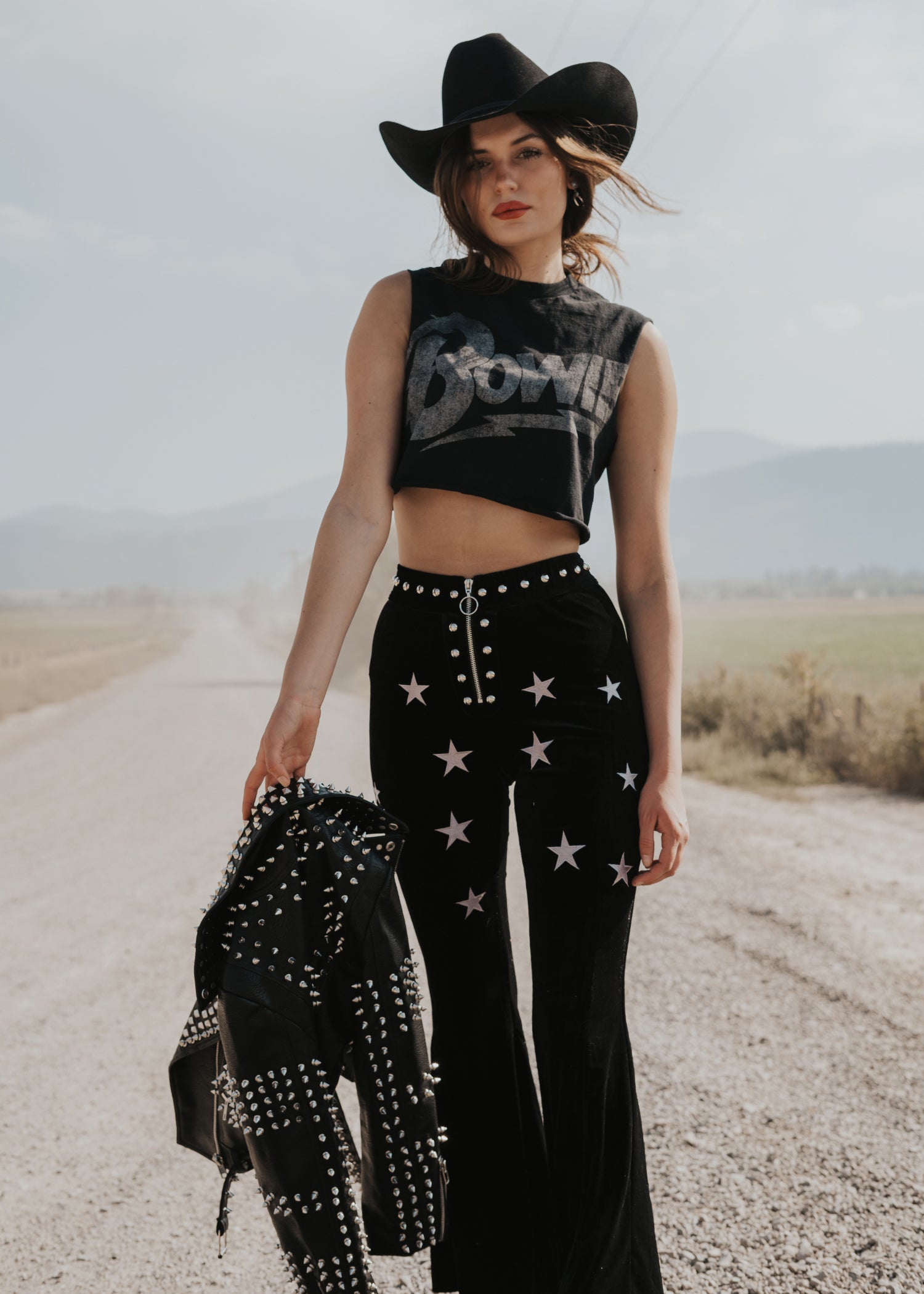 Studded Velvet Flare Pants Star Bell Bottoms - Concordia Style Boutique
