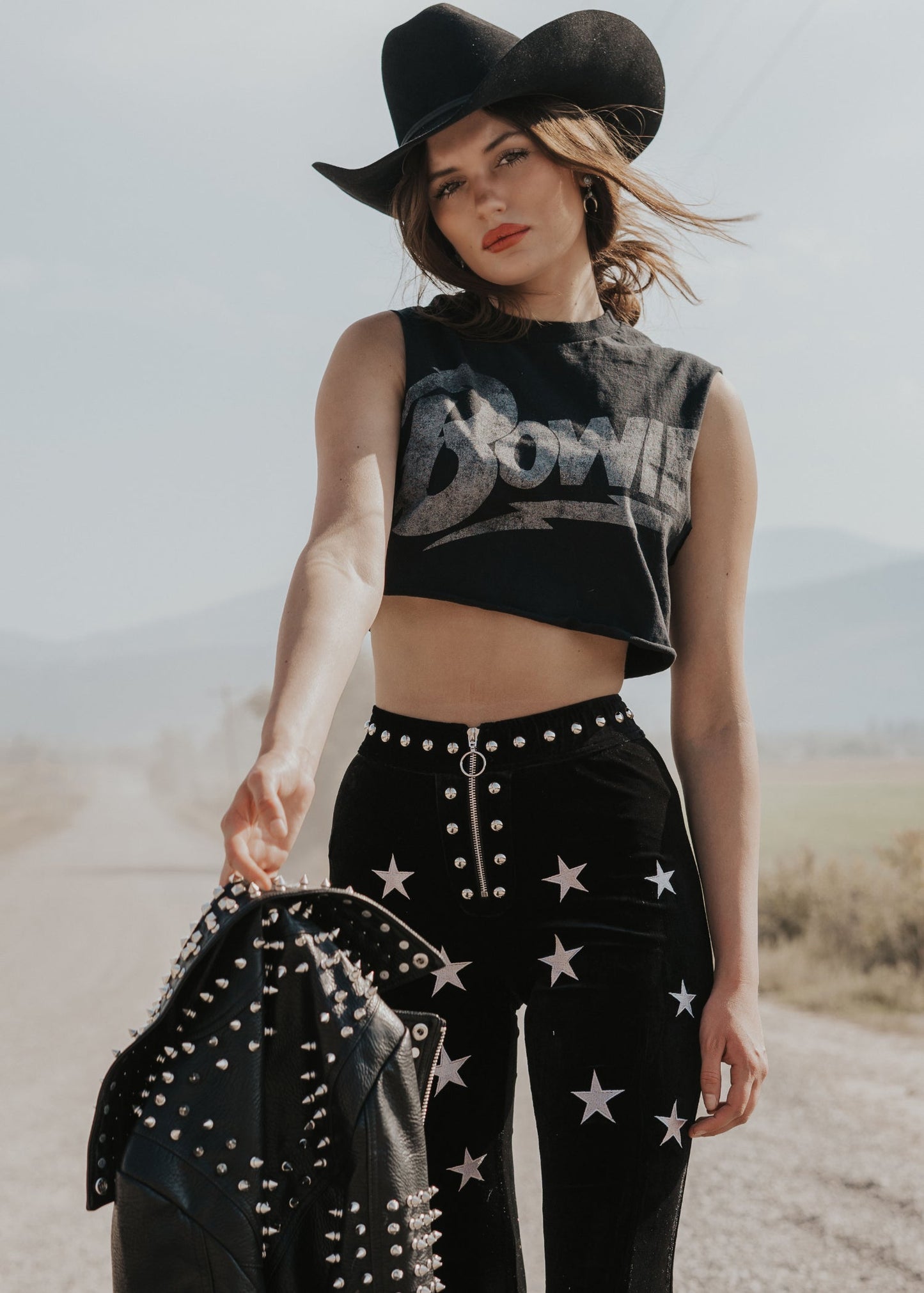 Studded Velvet Flare Pants Star Bell Bottoms - Concordia Style Boutique