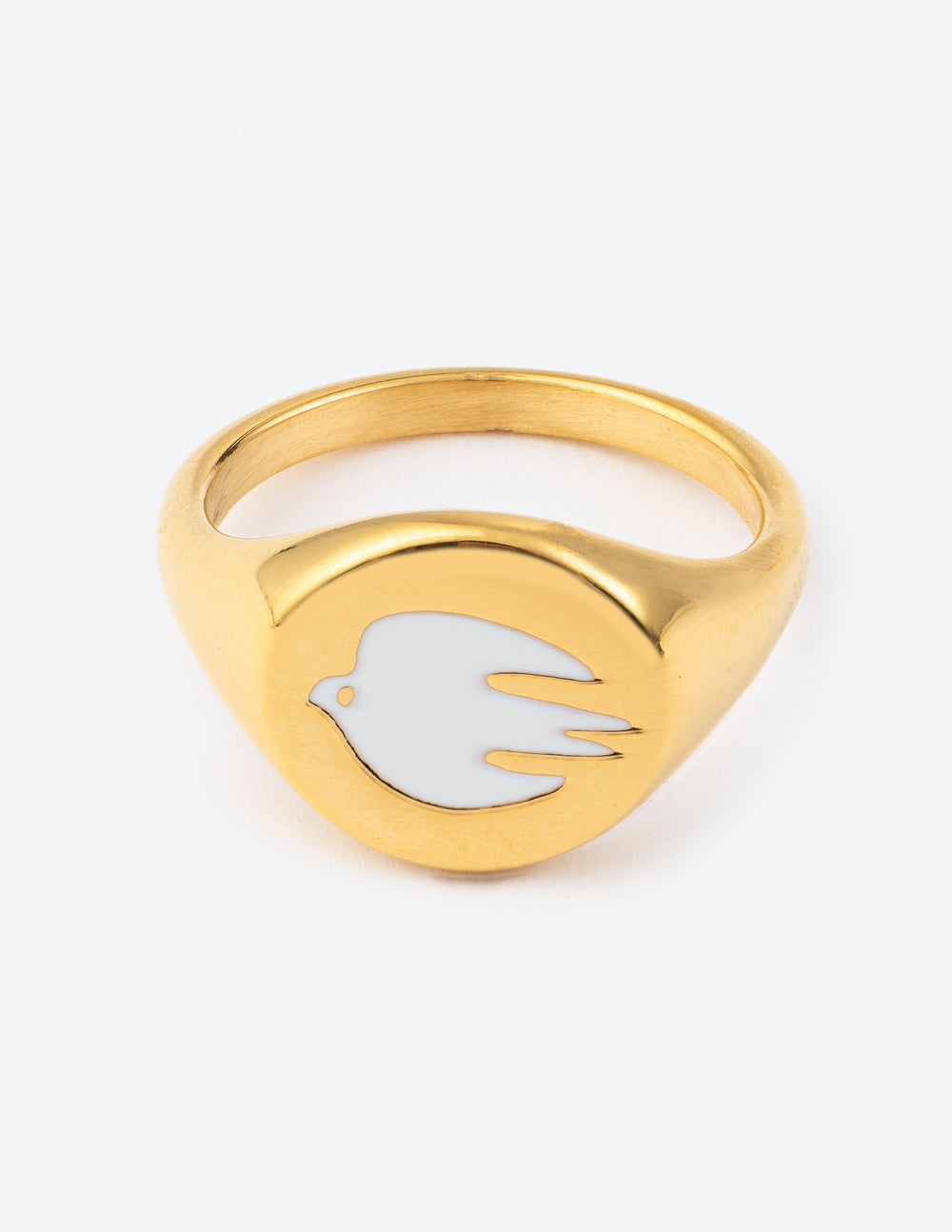 White Enamel Gold Dove Ring - Concordia Style Boutique