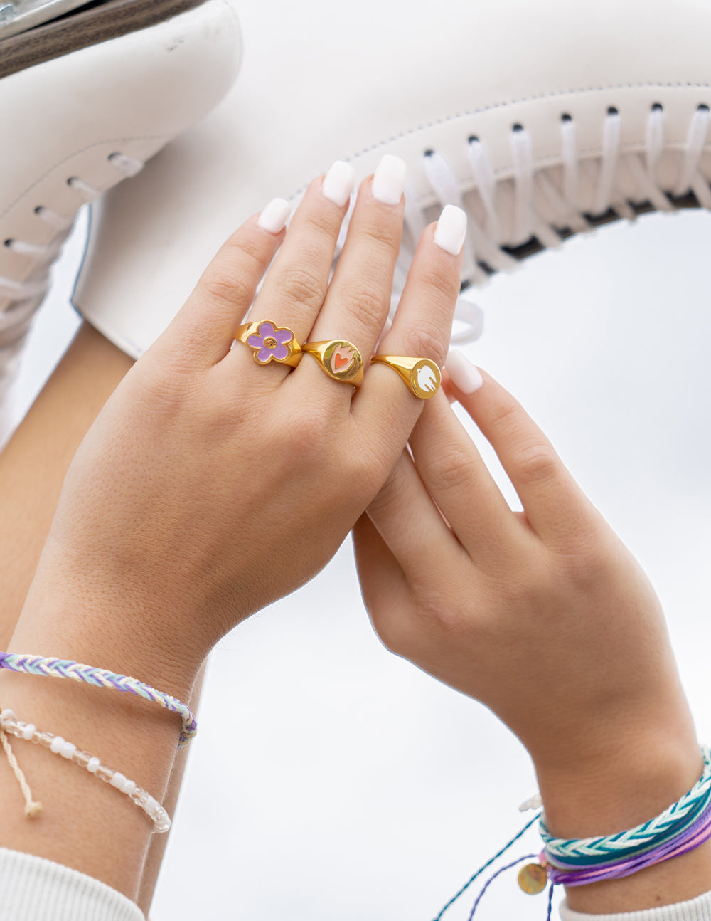 White Enamel Gold Dove Ring - Concordia Style Boutique