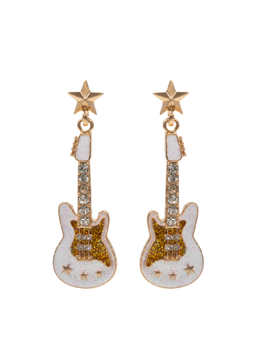 White Electric Guitar Earrings - Concordia Style Boutique