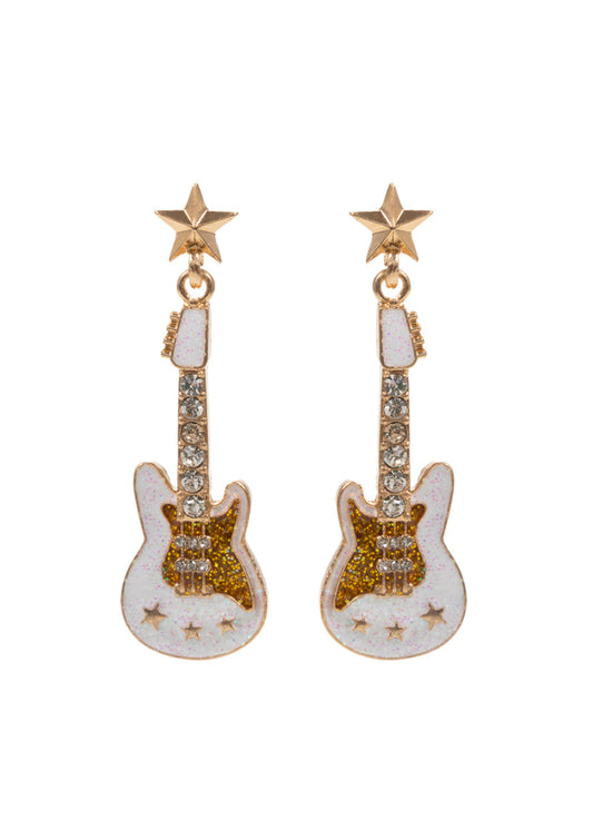 White Electric Guitar Earrings - Concordia Style Boutique