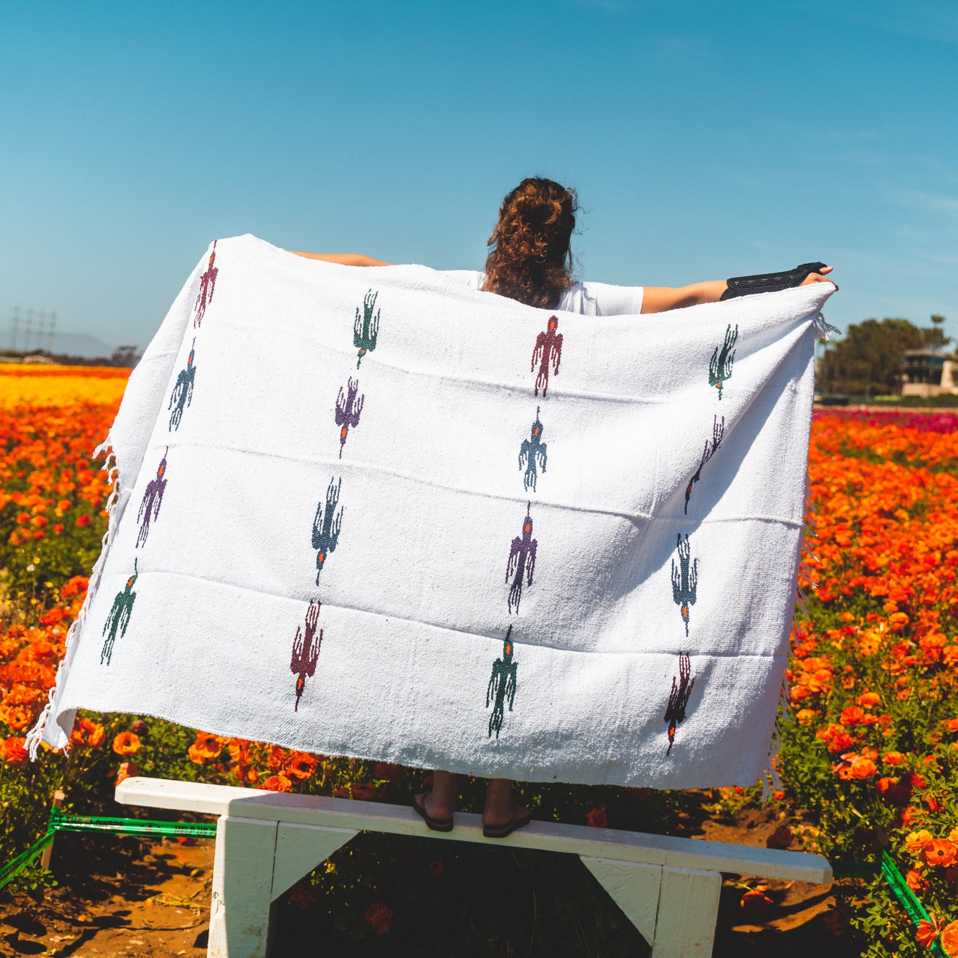 Namaste White Baja Thunderbird Yoga Blanket - Concordia Style Boutique