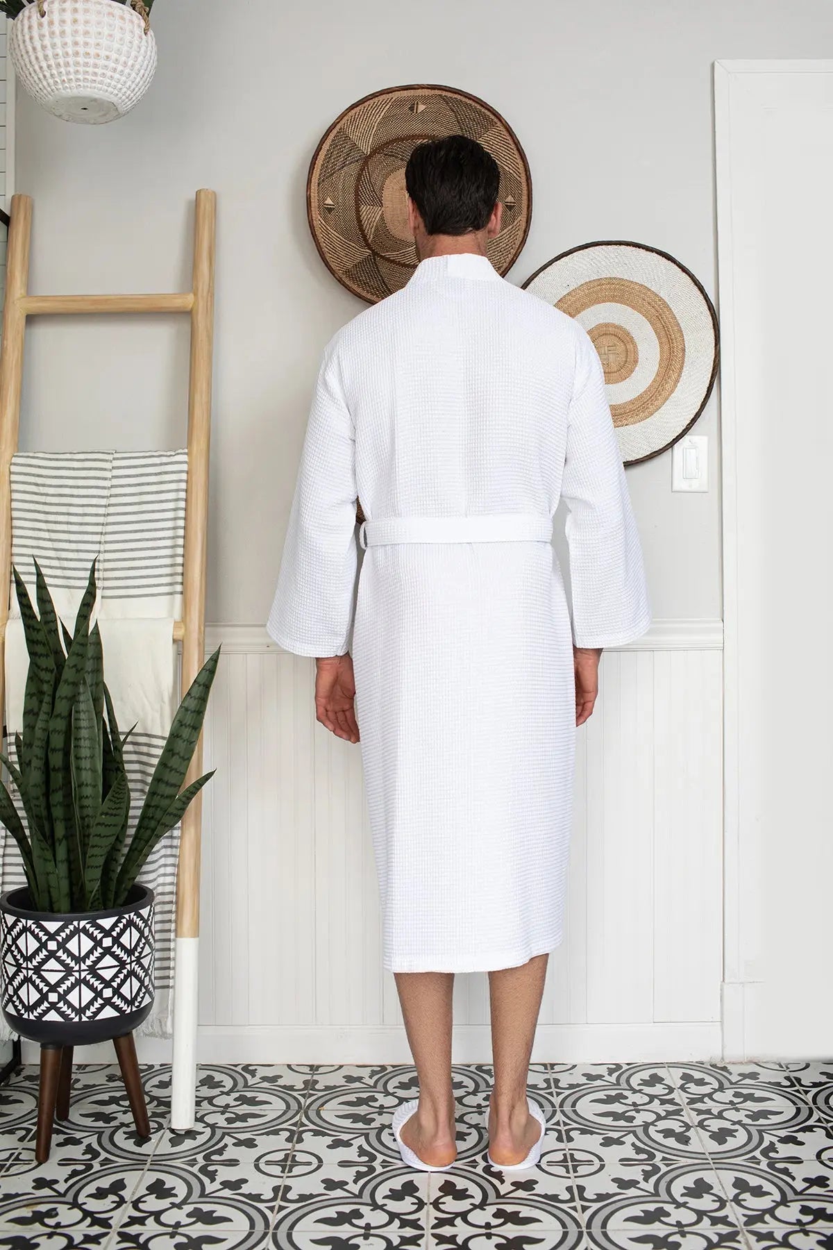 Waffle Kimono Spa Bathrobe for Men - Absorbent, Lightweight - Concordia Style Boutique