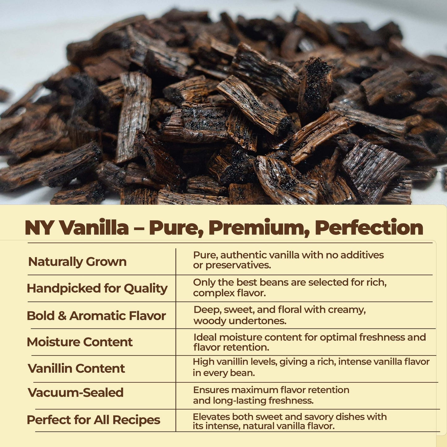 Premium Vanilla  Cuts - 1 lb. From Whole Vanilla Beans Grade B | Cut and Sorted for Easy Use