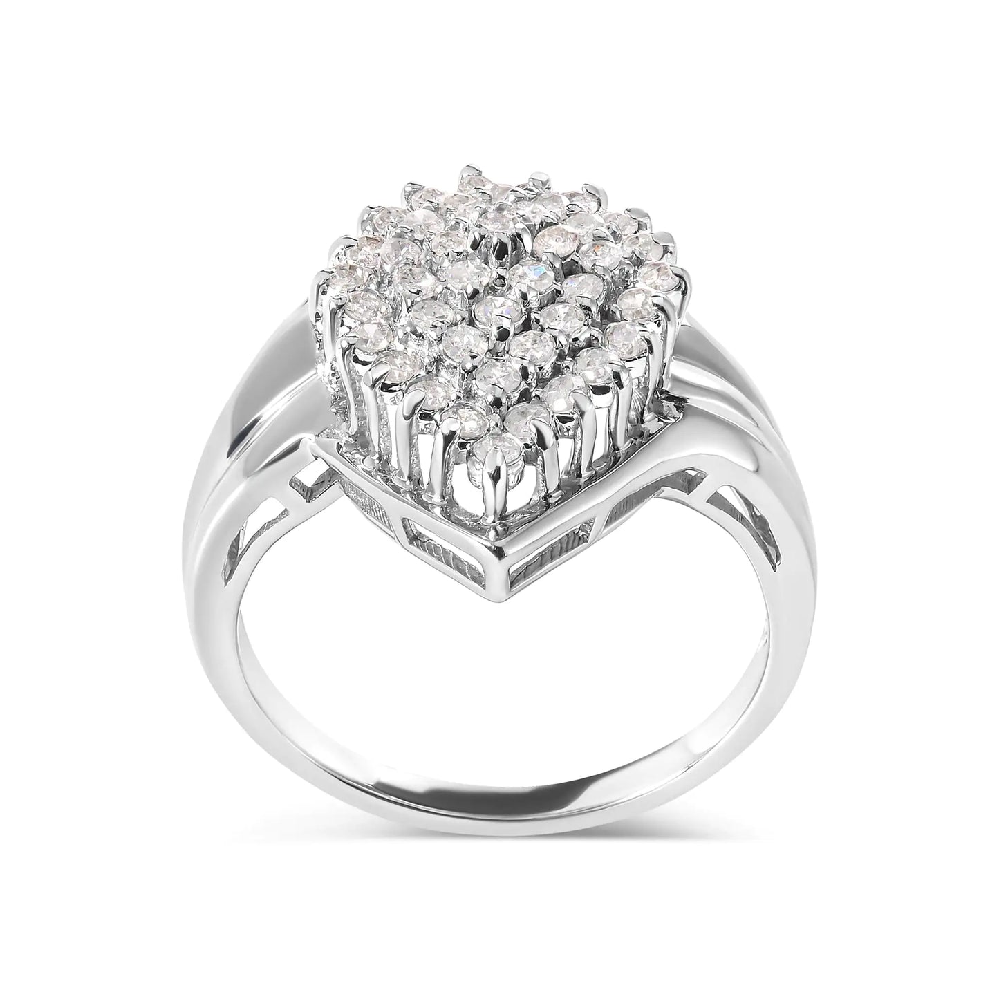 10K White Gold 1/2 Cttw Diamond Pear Shaped Cluster Ring (H-I Color, I1-I2 Clarity) - Concordia Style Boutique