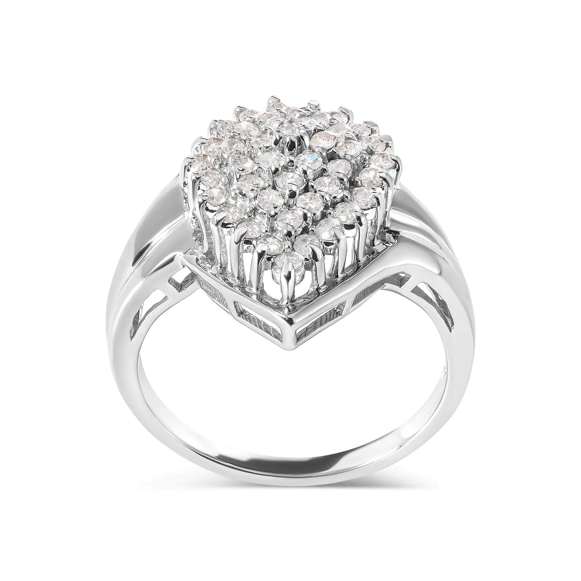 10K White Gold 1/2 Cttw Diamond Pear Shaped Cluster Ring (H-I Color, I1-I2 Clarity) - Concordia Style Boutique