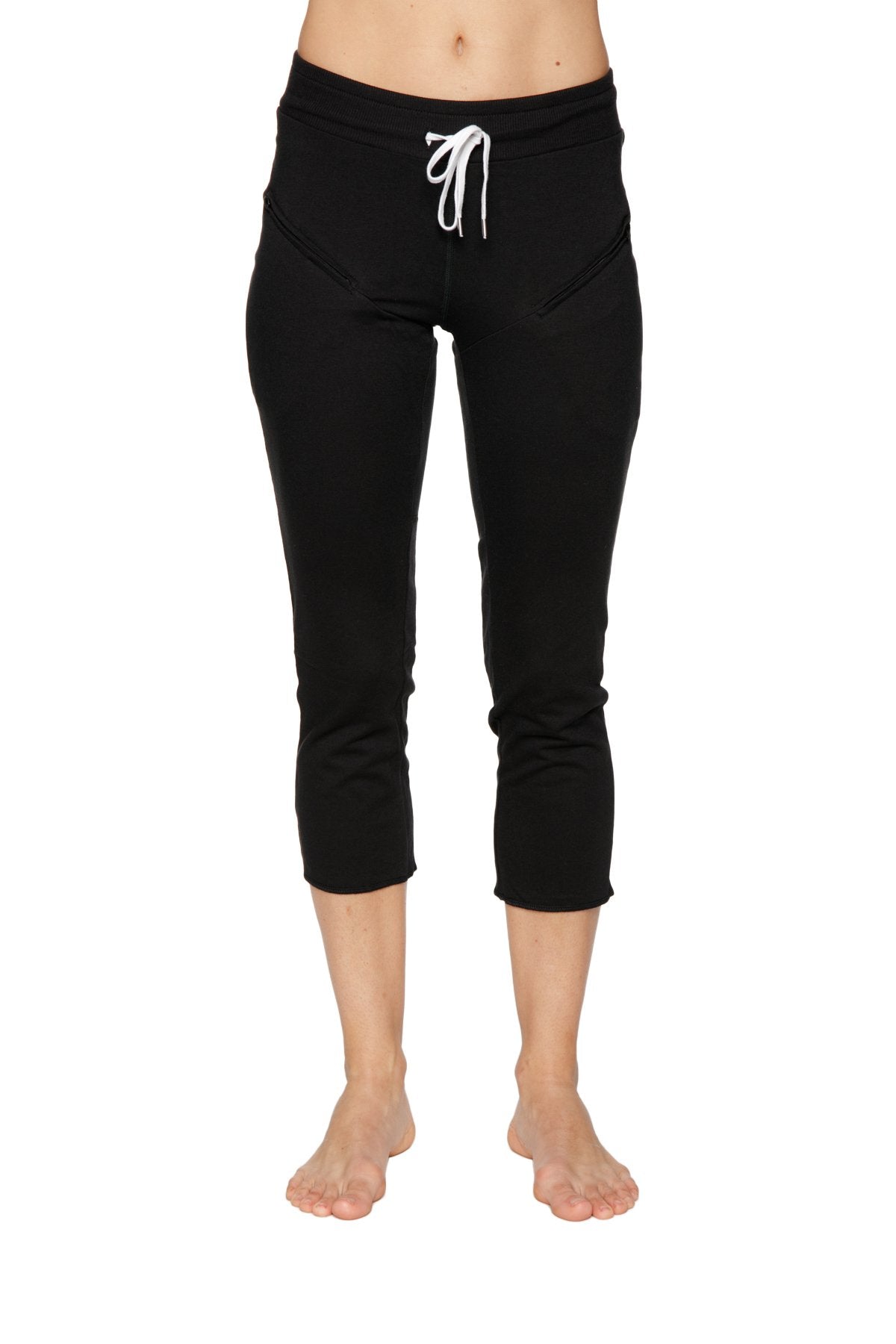 Women's 4/5 Length Zipper Pocket Capri Yoga Pant (Black) - Concordia Style Boutique