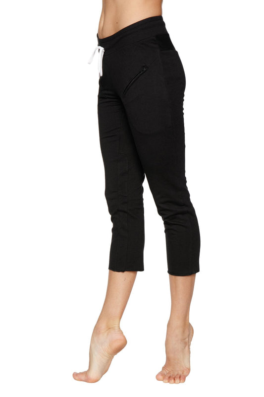 Women's 4/5 Length Zipper Pocket Capri Yoga Pant (Black) - Concordia Style Boutique
