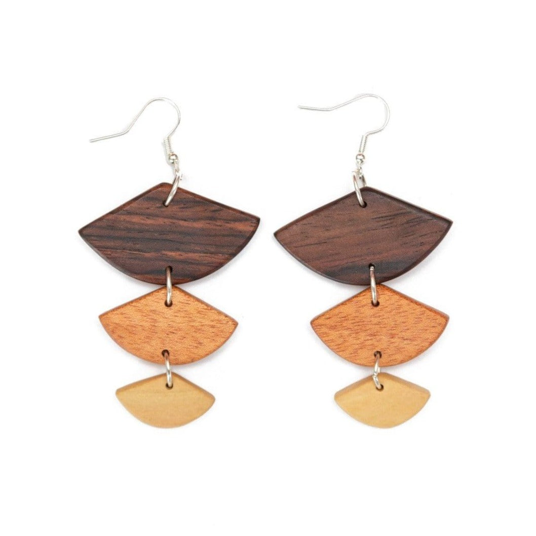 Golden Wood Geometric Earrings - Concordia Style Boutique