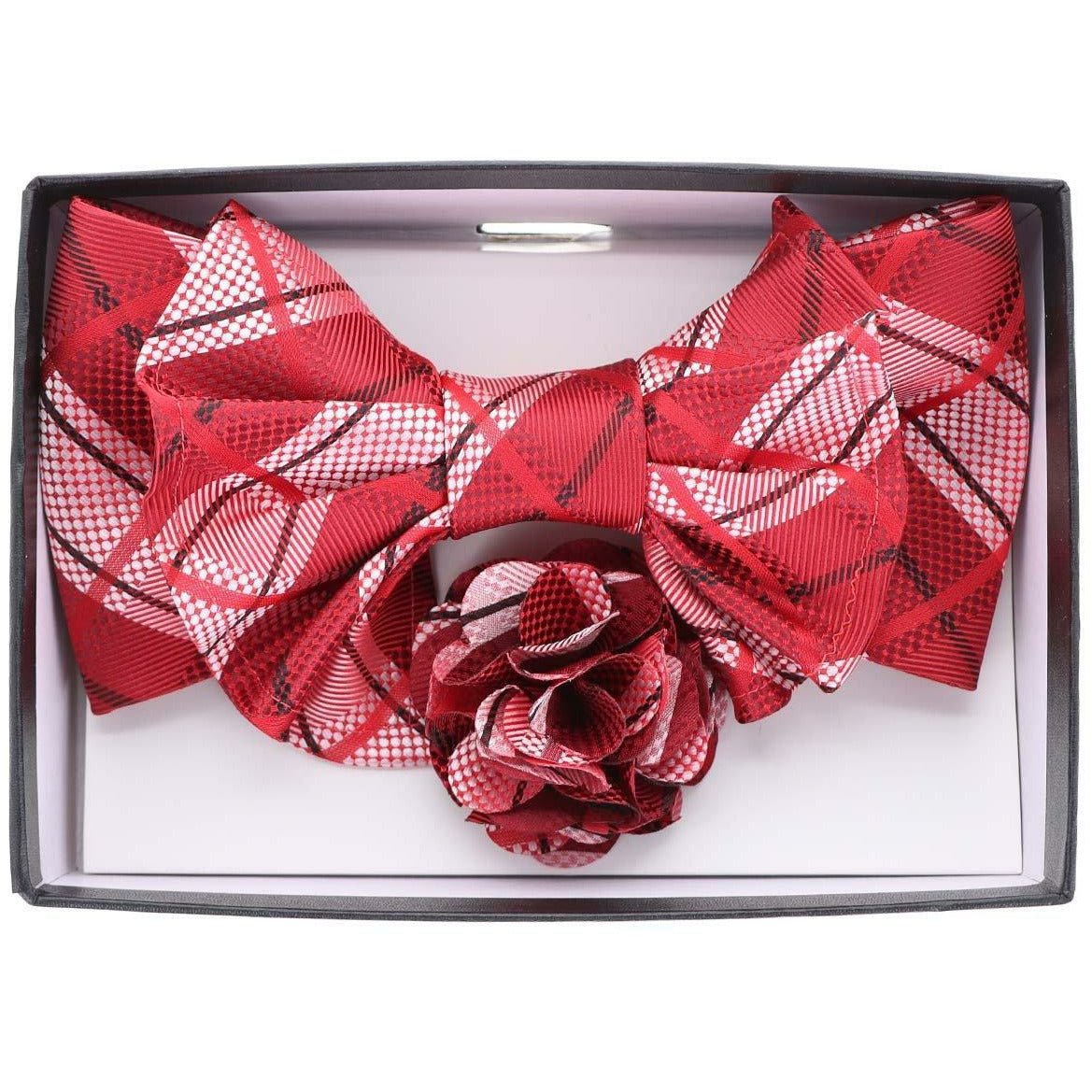 Vittorio Farina Men's Design XL Bow Tie, Pocket Square and Flower Lapel Pin in Gift Box