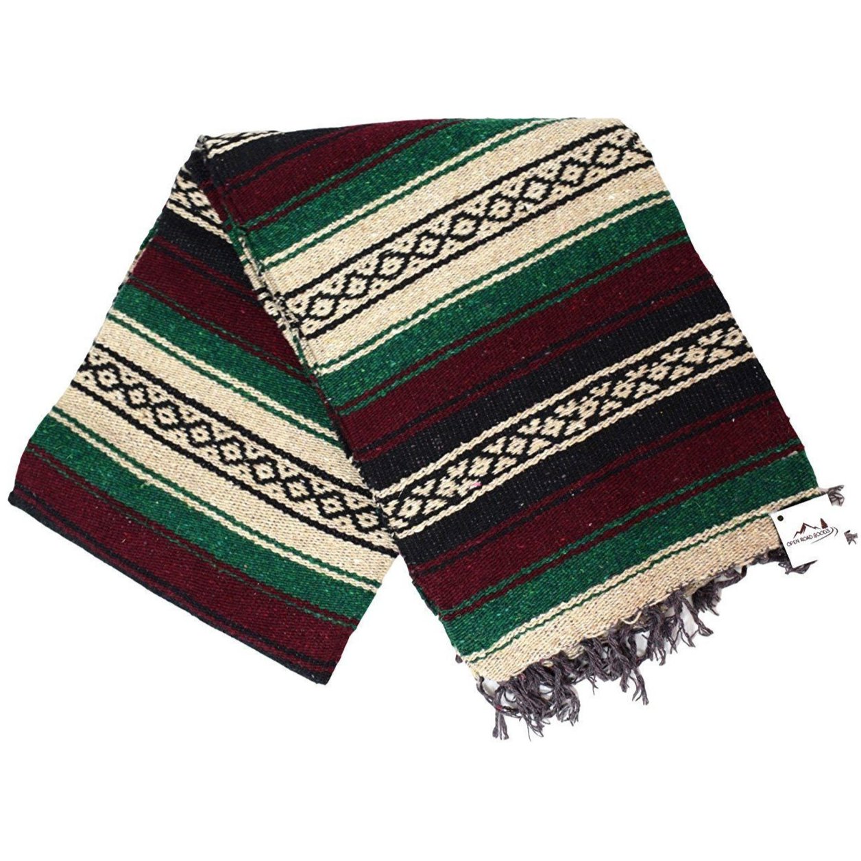 Maroon & Green Mexican Super Falsa Blanket - Concordia Style Boutique