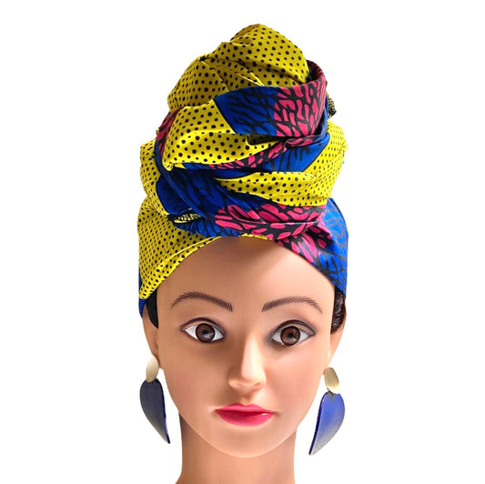 Yellow and Blue Head Wrap