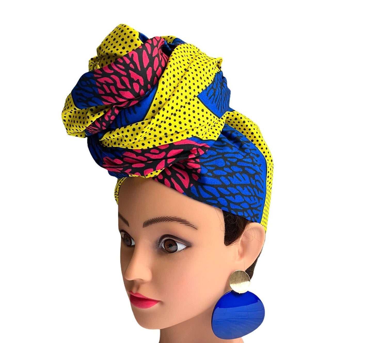 Yellow and Blue Head Wrap