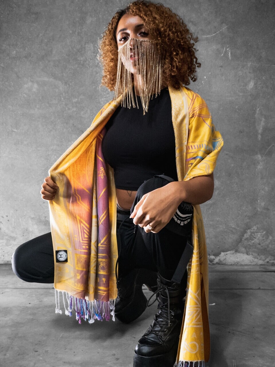 YELLOW AMETHYST DHARMA • Reversible Festival Shawl/Scarf - Concordia Style Boutique