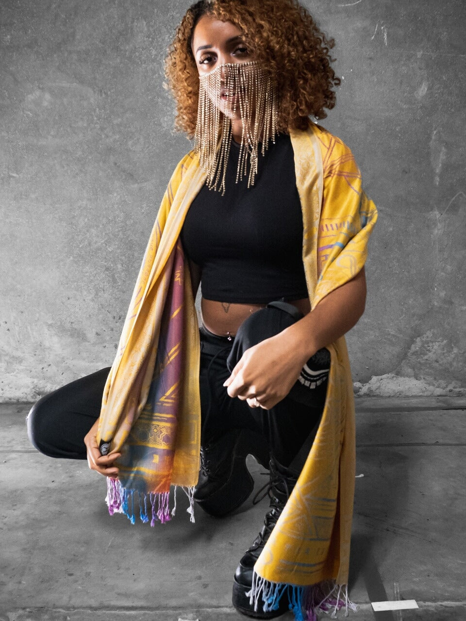 YELLOW AMETHYST DHARMA • Reversible Festival Shawl/Scarf - Concordia Style Boutique