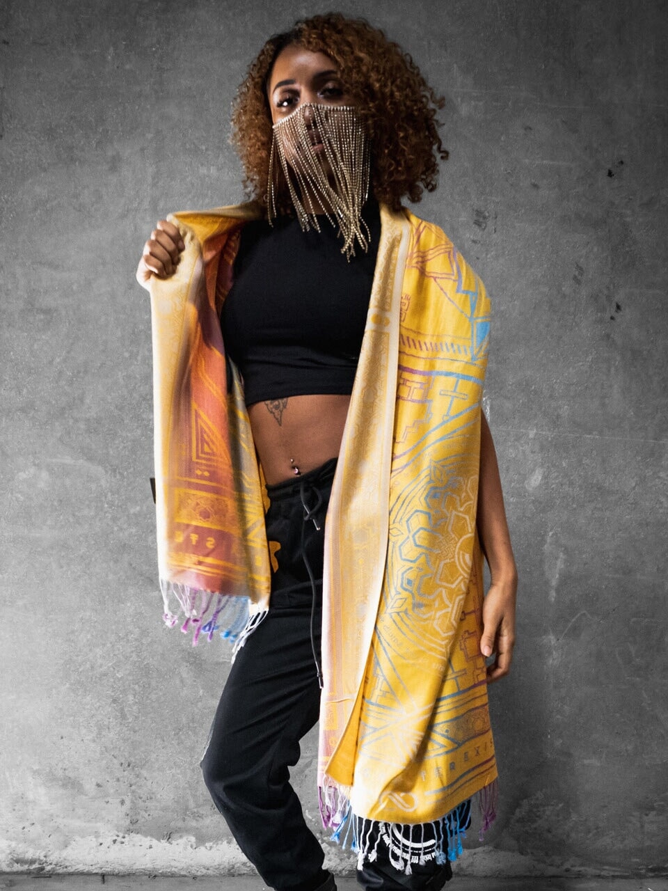 YELLOW AMETHYST DHARMA • Reversible Festival Shawl/Scarf - Concordia Style Boutique