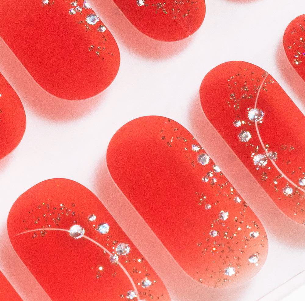 Red Shimmer Gel Nails