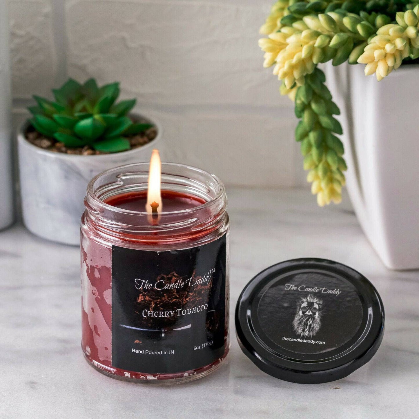 Cherry Tobacco Scented Candle - 6 Ounce - 40 Hour Burn