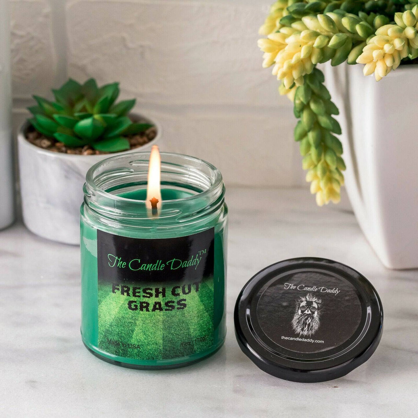 Fresh Cut Grass Scented Candle- 6 Ounce - 40 Hour Burn