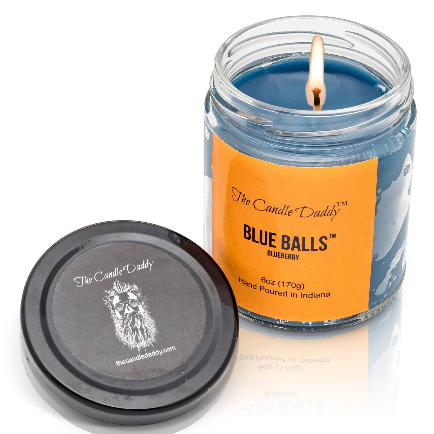 Blue Balls - Blueberry Scented Jar Candle- 6 Ounce - 40 Hour Burn Time