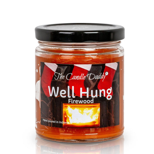 Well Hung Fireplace Holiday Candle - Funny Fire Place Scented Candle - Funny Holiday Candle for Christmas, New Years - Long Burn Time, Holiday Fragrance, Hand Poured in USA - 6oz