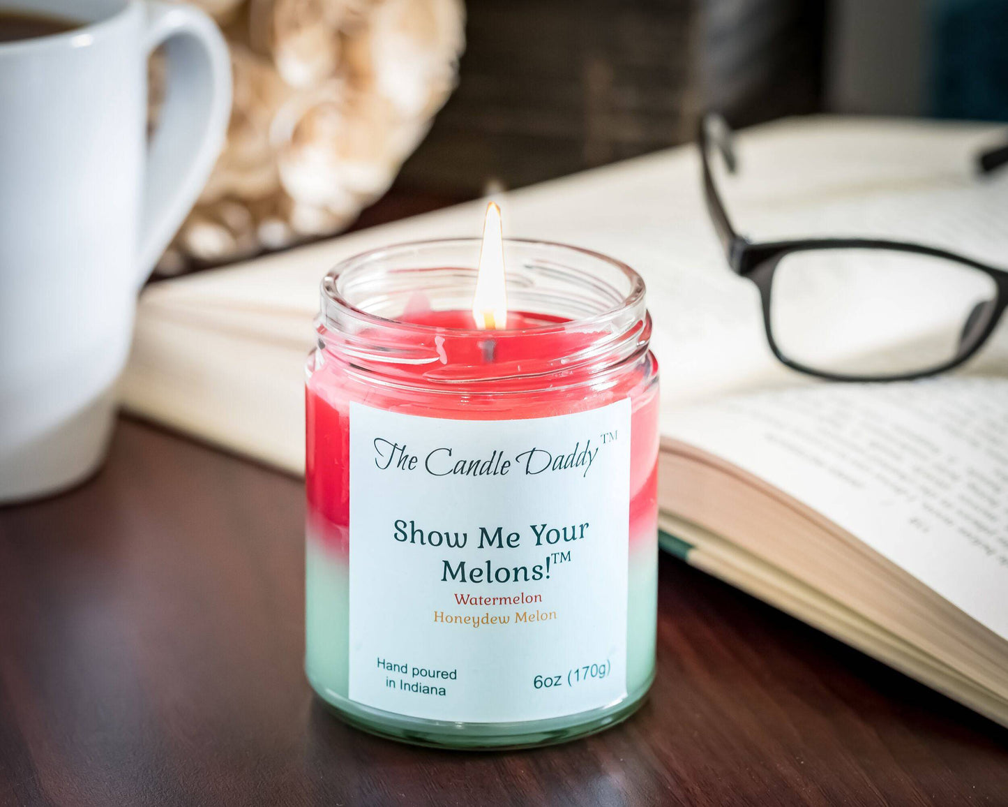 Show Me Your Melons- Watermelon- Honeydew - 6 Ounce Jar Candle- 40 Hour Burn Time