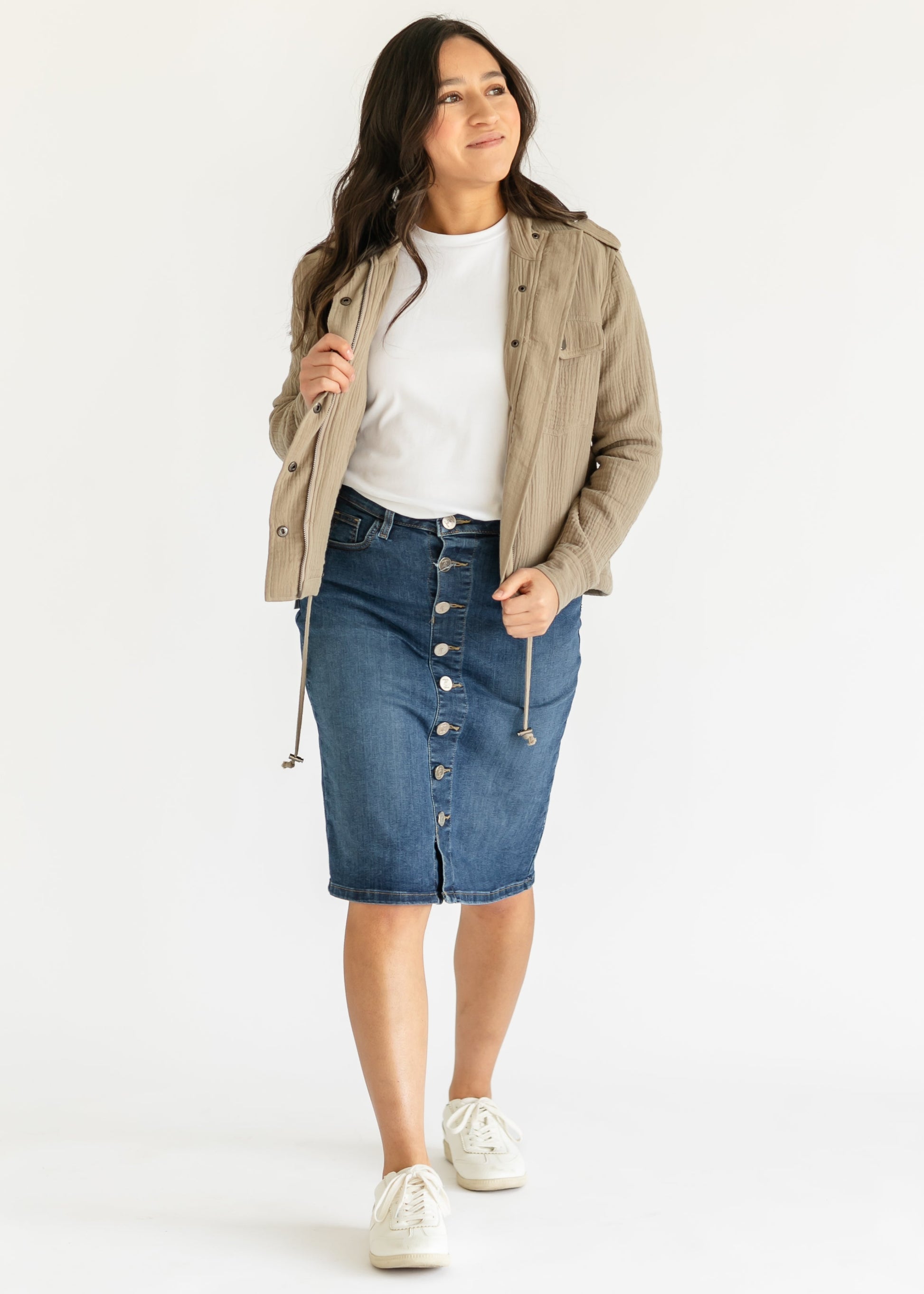 Zana Front Button Denim Midi Skirt - Concordia Style Boutique