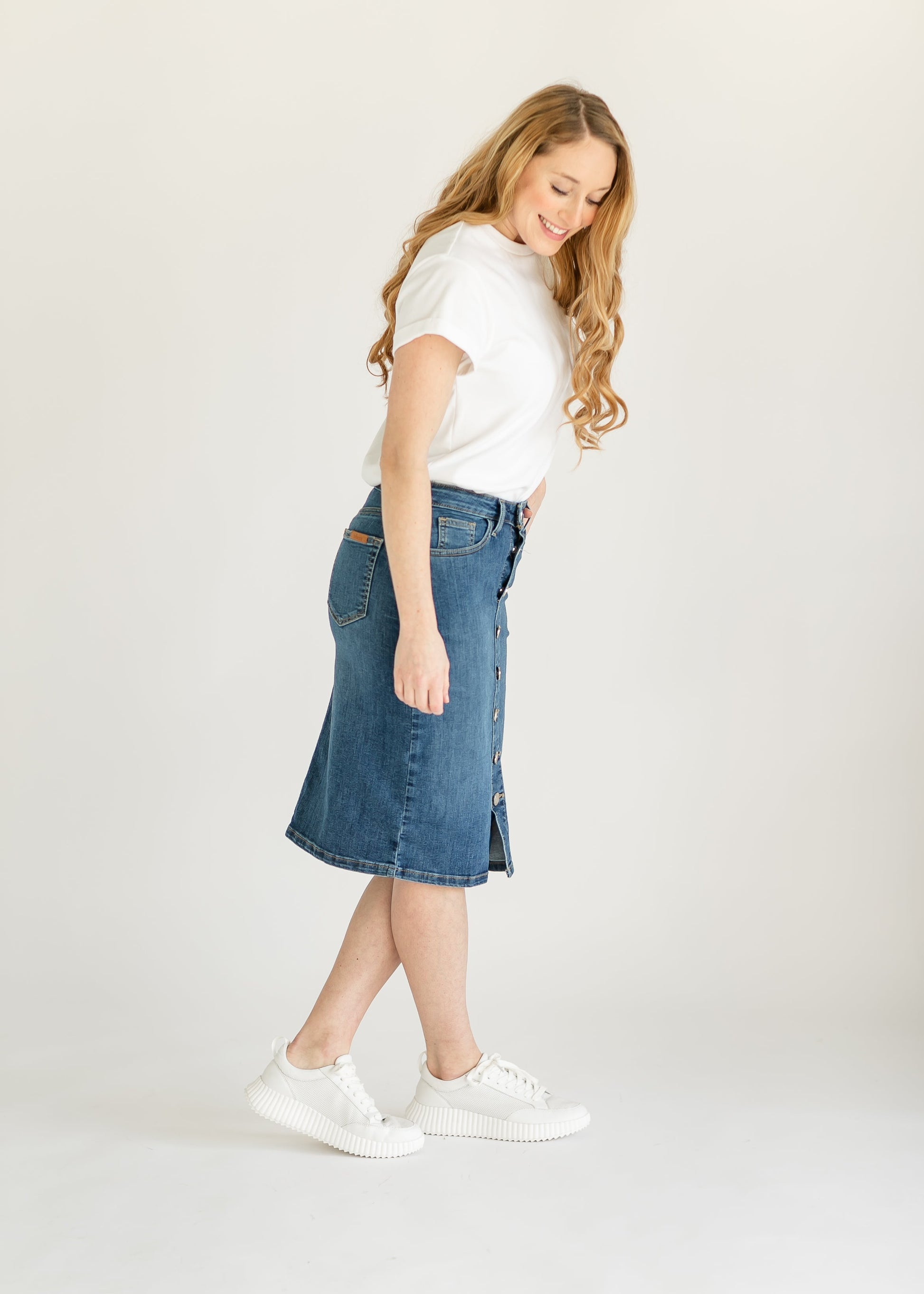 Zana Front Button Denim Midi Skirt - Concordia Style Boutique