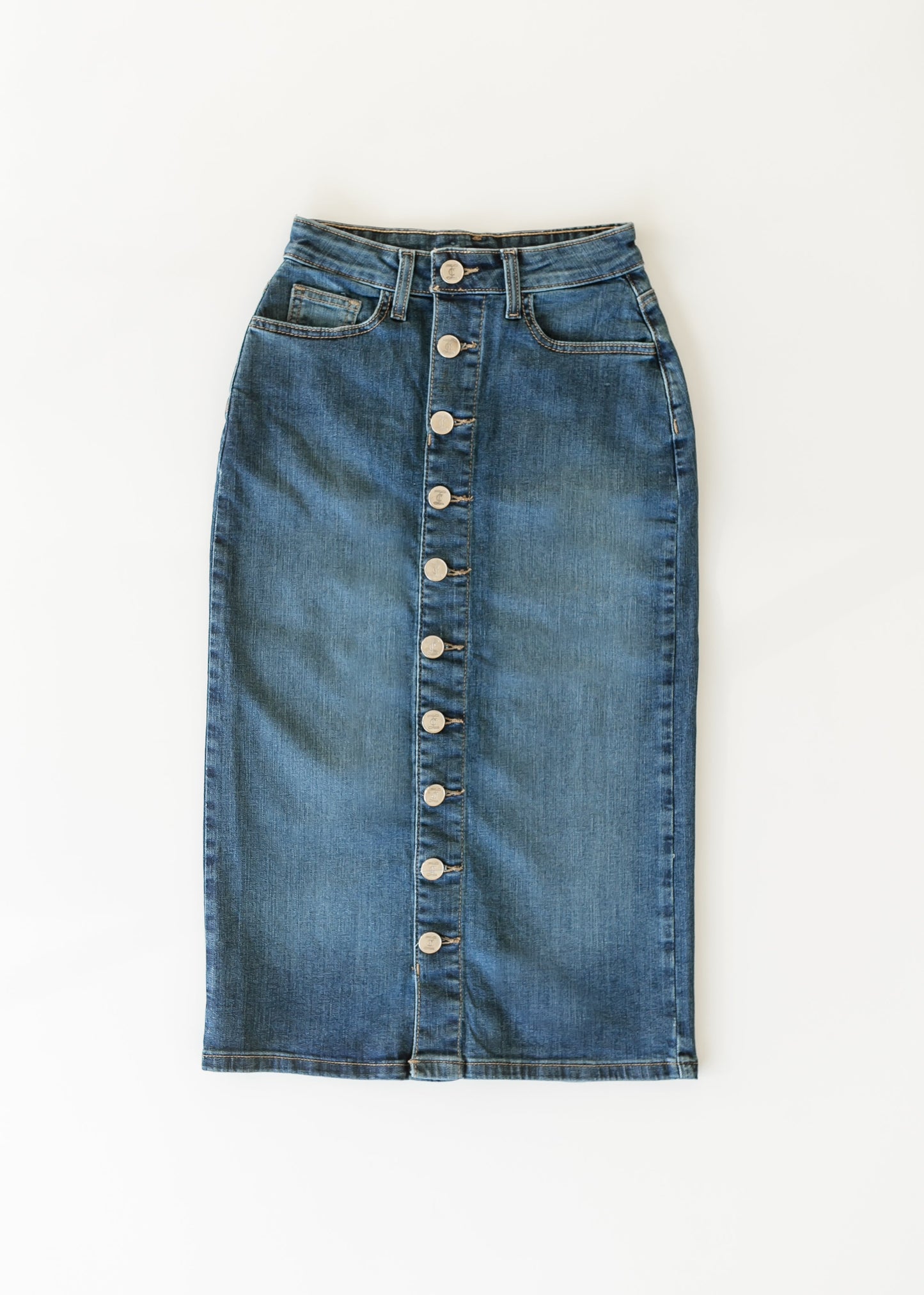 Zana Front Button Denim Midi Skirt - Concordia Style Boutique