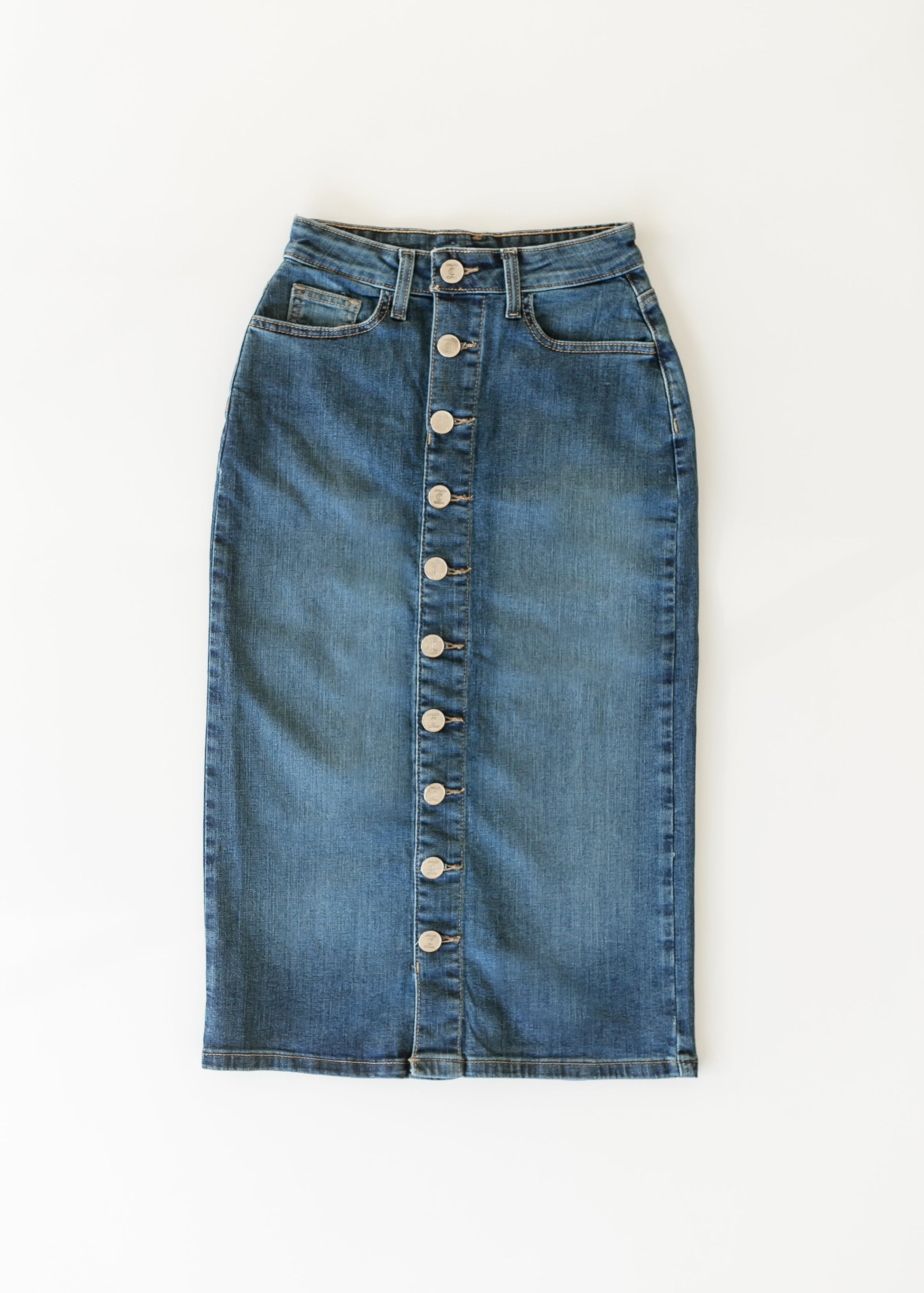 Zana Front Button Denim Midi Skirt - Concordia Style Boutique
