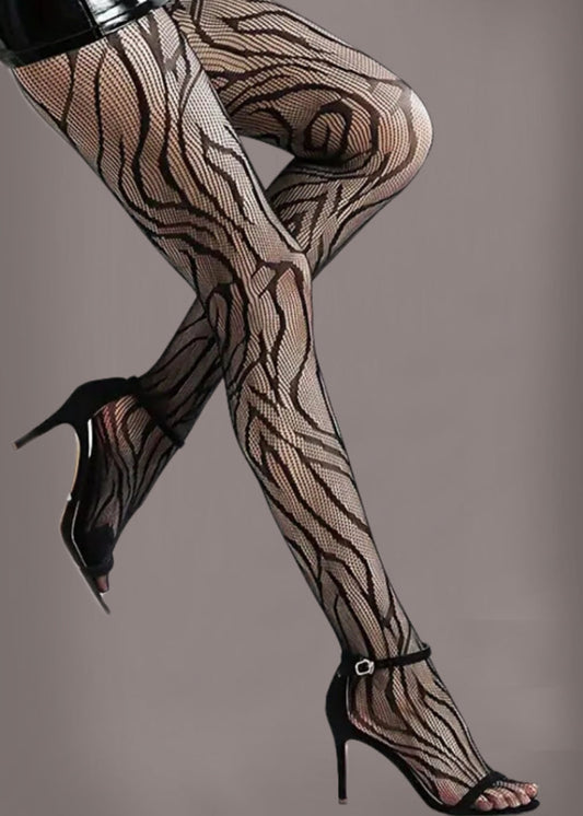 Zebra Pattern Fishnet Tights - Concordia Style Boutique