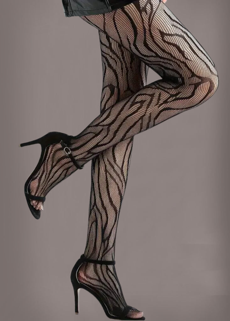 Zebra Pattern Fishnet Tights - Concordia Style Boutique