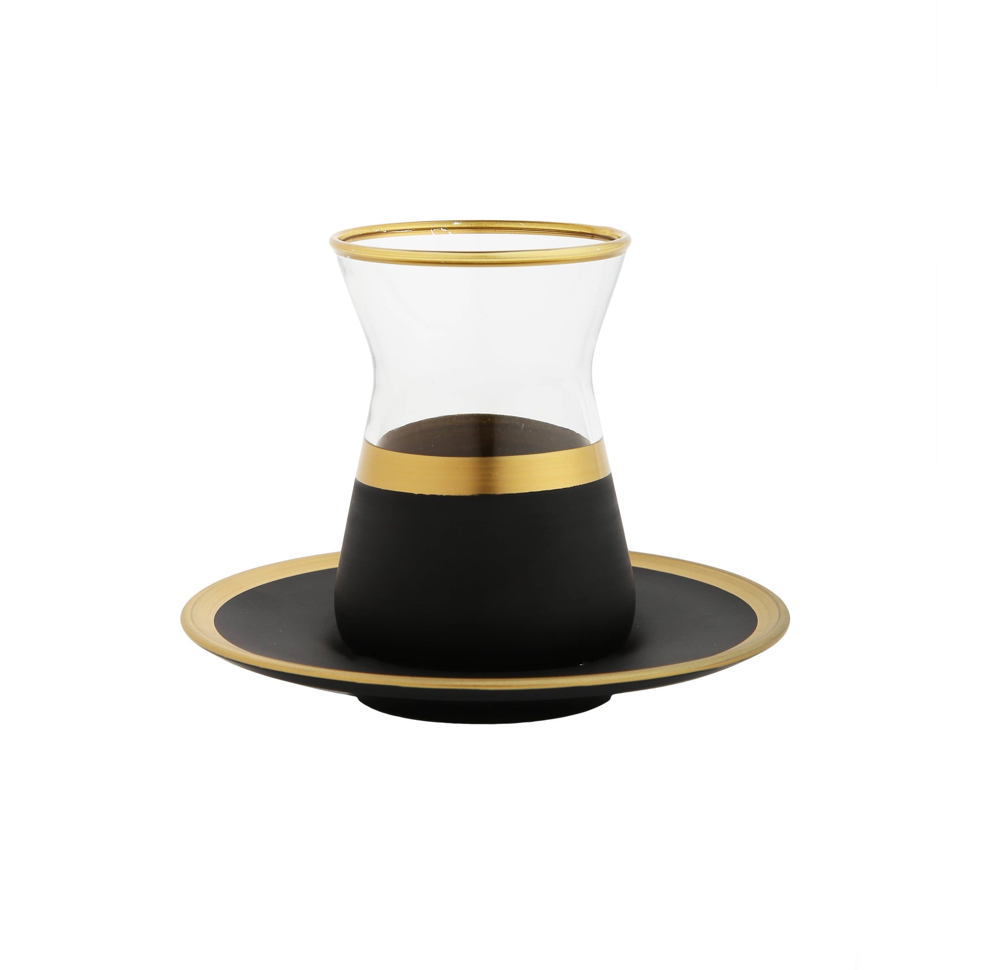 Set Of 6 Tea Cups And Saucers With Black And Gold DesignHeart - Premium Home Living & Improvement from CLASSIC TOUCH DECOR INC. - Just $101.51! Shop now at Concordia Style Boutique