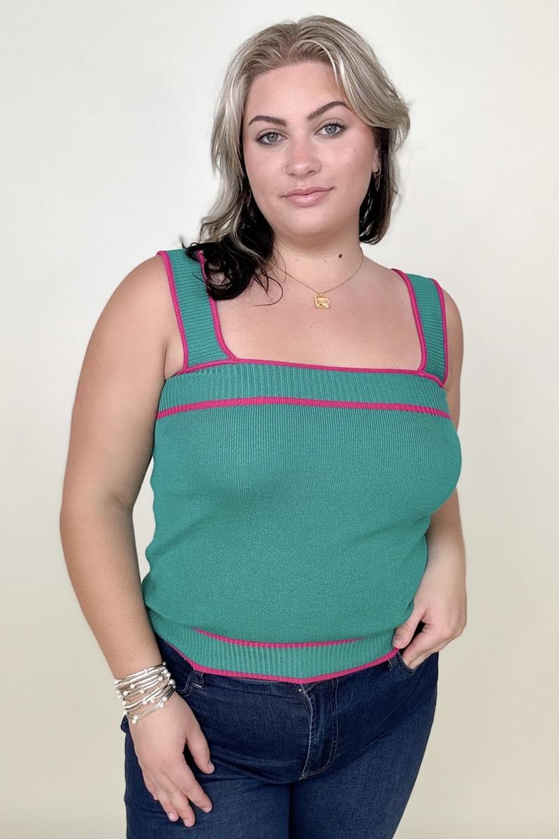 BiBi Contrast Color Rib Knit Tank Top - Premium Tank Tops & Camis from Concordia Style Boutique - Just $13.46! Shop now at Concordia Style Boutique